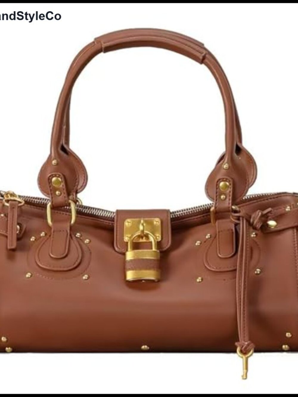 Y2K East West Satchel Bag Faux Leather Studded Underarm Purse